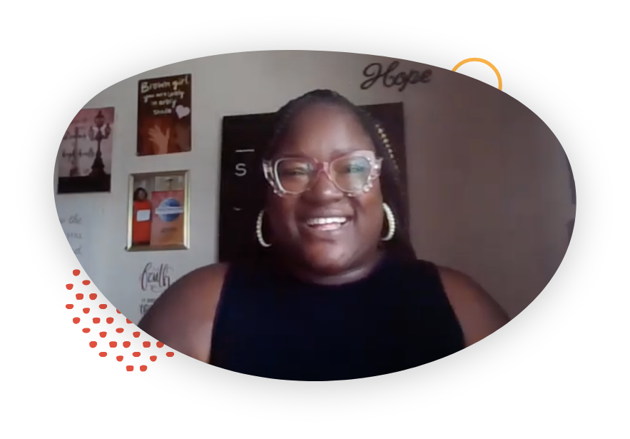 Smiling girl wearing glasses